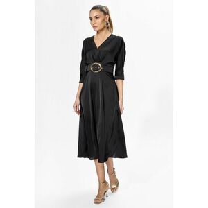 Rochie eleganta din satin cu decolteu in V Classy Neagra imagine