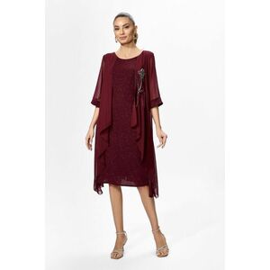 Rochie de ocazie din licra si voal cu aplicatie din strass-uri tip floare Helmina Bordo imagine
