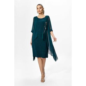 Rochie de ocazie din licra si voal cu aplicatie din strass-uri tip floare Helmina Verde imagine