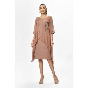 Rochie de ocazie din licra si voal cu aplicatie din strass-uri tip floare Helmina Maro imagine