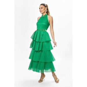 Rochie de ocazie premium cu spatele gol si volane Lisaura Verde imagine