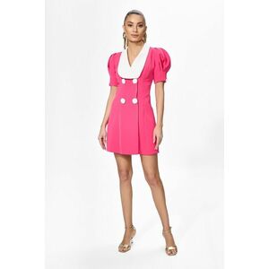 Rochie eleganta tip sacou cu maneci scurte bufante Brisilda Ciclam imagine