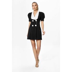 Rochie eleganta tip sacou cu maneci scurte bufante Brisilda Bicolora imagine