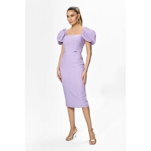 Rochie de ocazie cu perlute pe bust si maneci bufante Avia Lila imagine