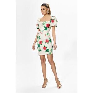 Rochie eleganta cu maneci bufante si imprimeu Raquelle Floral imagine