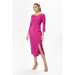 Rochie eleganta cu maneci trei sferturi si crepeu in fata Dahnya Fucsia imagine