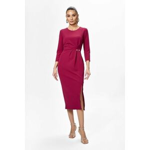 Rochie eleganta cu pliuri in talie si crepeu Eliana Marsala imagine