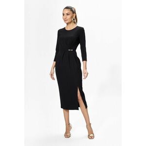 Rochie eleganta cu pliuri in talie si crepeu Eliana Neagra imagine