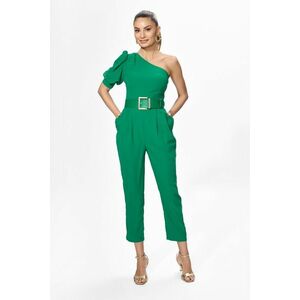 Salopeta eleganta cu buzunare si model one shoulder Loria Verde imagine