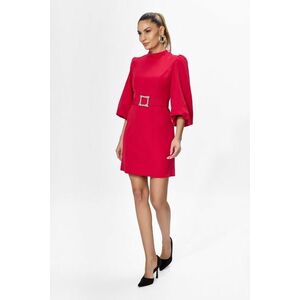 Rochie eleganta cu maneci trei sferturi bufante Mineli Fucsia imagine