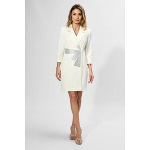 Rochie de ocazie tip sacou cu strass-uri Rivka Ecru imagine