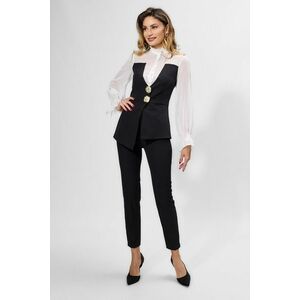 Set elegant format din pantaloni si bluza Amadeo Bicolor imagine