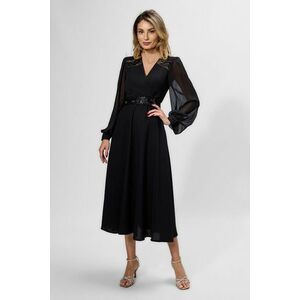 Rochie de ocazie premium cu maneci lungi din voal Kosta Neagra imagine