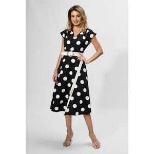 Rochie eleganta cu buline si crepeu Lisbeth Bicolora imagine
