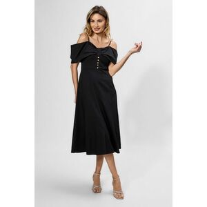 Rochie casual-eleganta cu model tip funda pe bust Sergia Neagra imagine