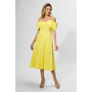 Rochie casual-eleganta cu model tip funda pe bust Sergia Galbena imagine