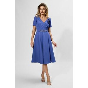 Rochie eleganta cu decolteu petrecut si crepeu Sidra Indigo imagine