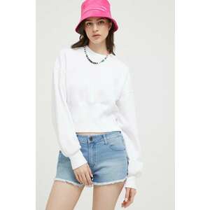 Abercrombie & Fitch bluza femei, culoarea alb, neted imagine