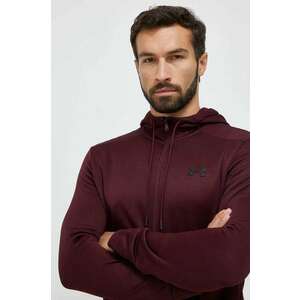 Under Armour bluză trening culoarea bordo, cu glugă, neted imagine
