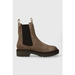 Gant botine din piele intoarsa Kelliin femei, culoarea bej, cu toc plat, 27553349.G24 imagine