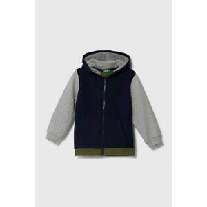 United Colors of Benetton bluza copii culoarea albastru marin, cu glugă, modelator imagine