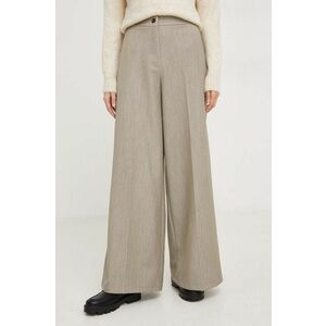 Answear Lab pantaloni femei, culoarea gri, drept, high waist imagine