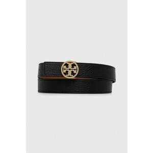 Tory Burch curea de piele cu doua fete femei, culoarea negru imagine