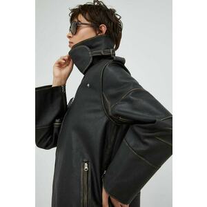 By Malene Birger geaca ramones de piele femei, culoarea maro, de tranzitie imagine
