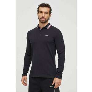 Boss Green longsleeve din bumbac culoarea negru, cu imprimeu, 50506191 imagine