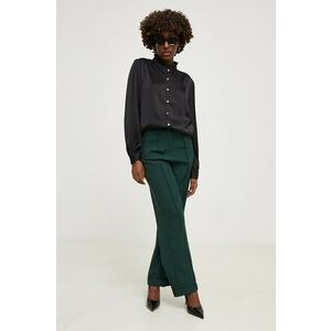 Answear Lab pantaloni femei, culoarea verde, drept, high waist imagine