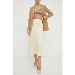 BOSS fustă culoarea bej, midi, drept 50508440 imagine