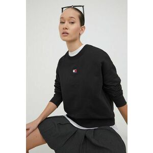 Tommy Jeans hanorac de bumbac femei, culoarea negru, cu imprimeu DW0DW17325 imagine