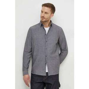 Sisley camasa din bumbac barbati, culoarea gri, cu guler clasic, slim imagine