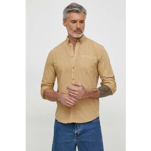 Pepe Jeans camasa din bumbac Prince barbati, culoarea bej, cu guler button-down, regular imagine