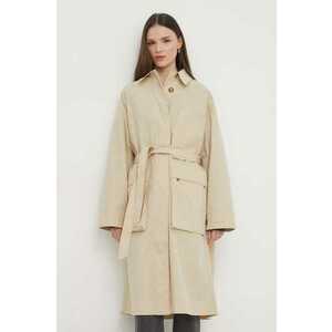 Pepe Jeans palton femei, culoarea bej, de tranzitie, oversize imagine