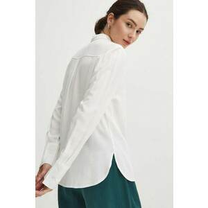 Medicine camasa femei, culoarea bej, cu guler clasic, regular imagine