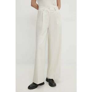 Answear Lab pantaloni femei, culoarea bej, drept, high waist imagine