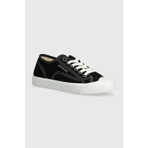 Tommy Jeans tenisi TJW FOXING SNEAKER CANVAS femei, culoarea negru, EN0EN02588 imagine
