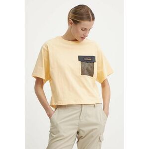 Columbia tricou din bumbac Painted Peak femei, culoarea galben, 2074491 imagine