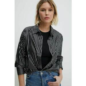 Answear Lab camasa din bumbac femei, culoarea negru, cu guler clasic, relaxed imagine