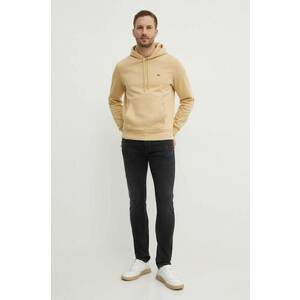 Lacoste bluza culoarea bej, cu glugă, neted imagine