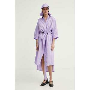 MMC STUDIO rochie din bumbac culoarea violet, midi, evazati, FELIA.DRESS imagine