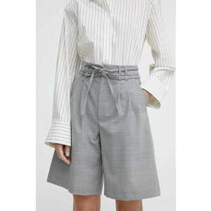 Alohas pantaloni scurti din lana culoarea gri, neted, high waist imagine