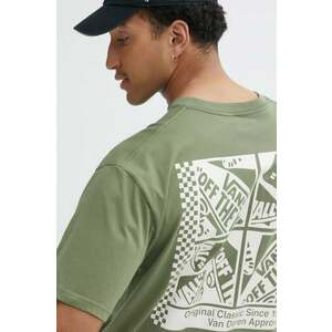 Vans tricou din bumbac barbati, culoarea verde, cu imprimeu imagine