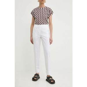 Marella pantaloni femei, culoarea alb, fason tigareta, high waist, 2413131032200 2413130000000 imagine