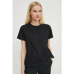 Sisley tricou din bumbac femei, culoarea negru imagine