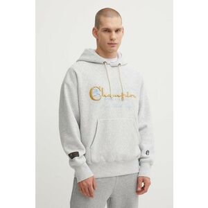 Champion bluza barbati, culoarea gri, cu glugă, cu imprimeu, 219997 imagine