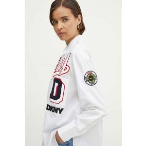 Dkny camasa din bumbac HEART OF NY femei, culoarea alb, cu guler clasic, relaxed, D2B4A106 imagine
