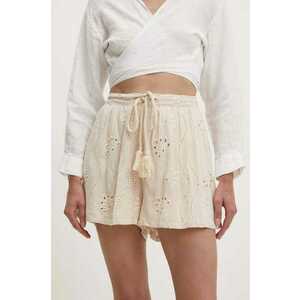 Answear Lab pantaloni scurți cu in culoarea bej, neted, high waist imagine