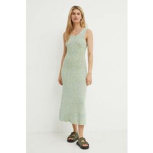 Samsoe Samsoe rochie din amestec de in SAISHA culoarea verde, maxi, evazati, F24200028 imagine